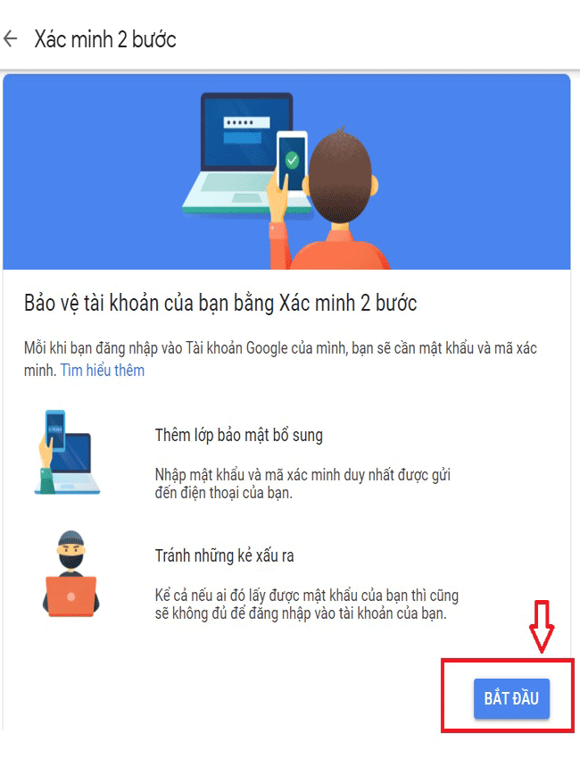Bảo vệ tài khoản bằng xác thực 2 bước